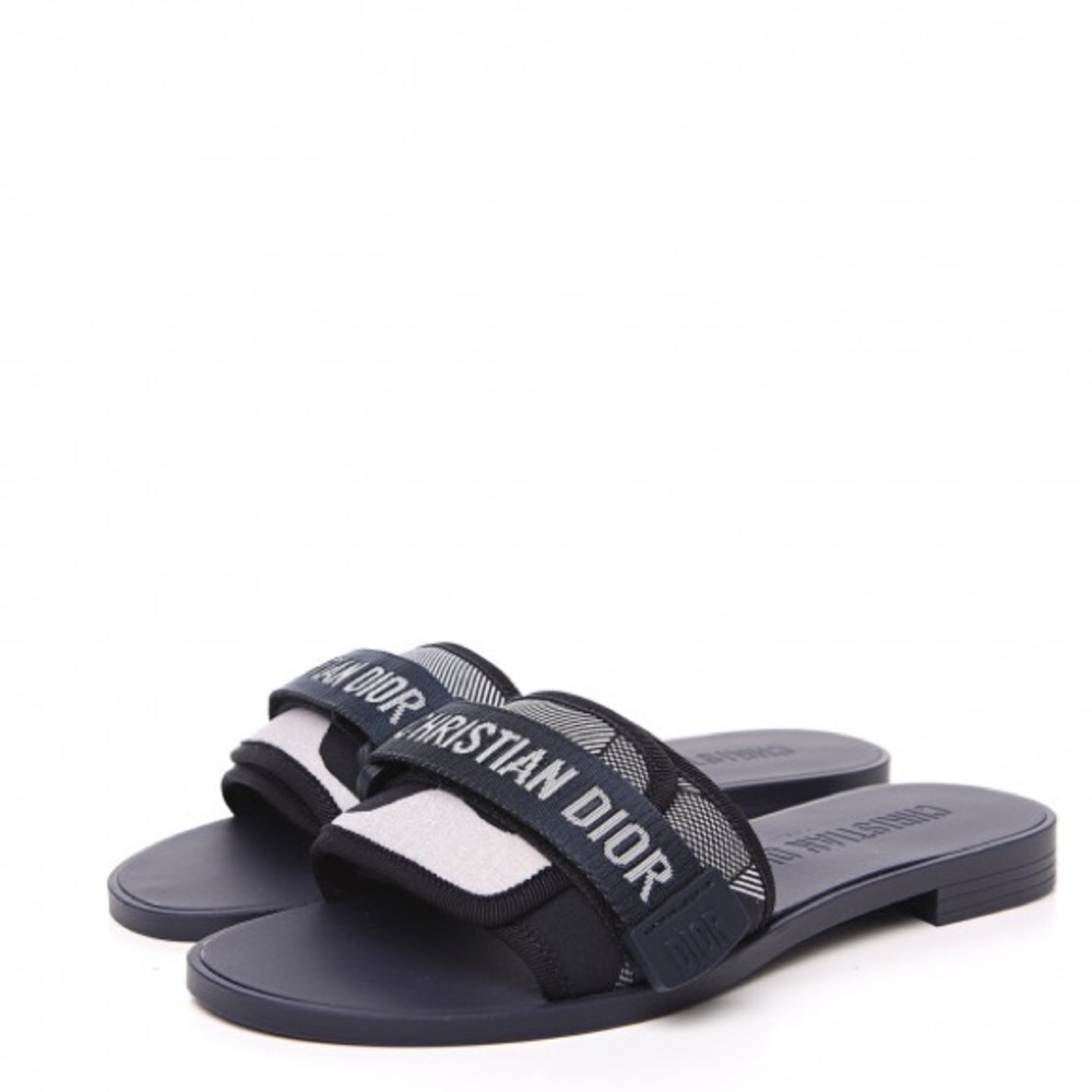 NWT Dior Dio(r)evolution Slide Sandals in Navy Blue Camouflage size 37